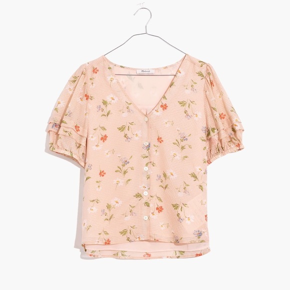Madewell • Silk Pembroke Top in Seaside Floral - Picture 4 of 10
